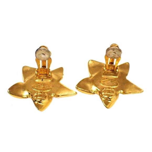 CHANEL CC Star Earrings 96P Clip-On Imitation Pearl GHW France Vintage - Picture 4 of 9